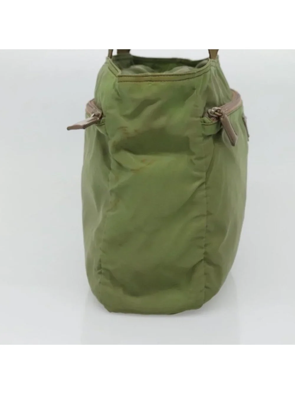 Authentic PRADA Shoulder Bag Nylon Khaki Silver - Picture 10 of 16